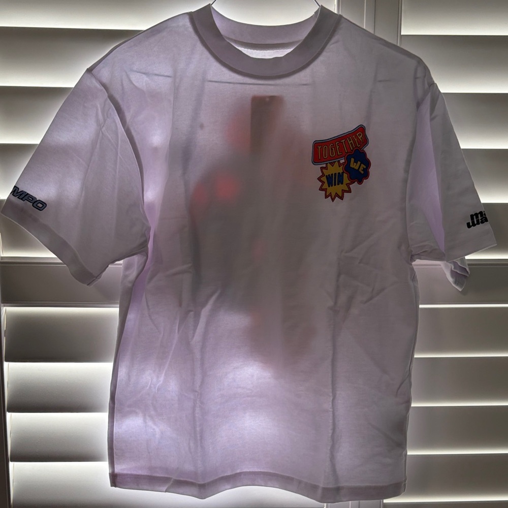 White Graphic Tee with Logo Accents